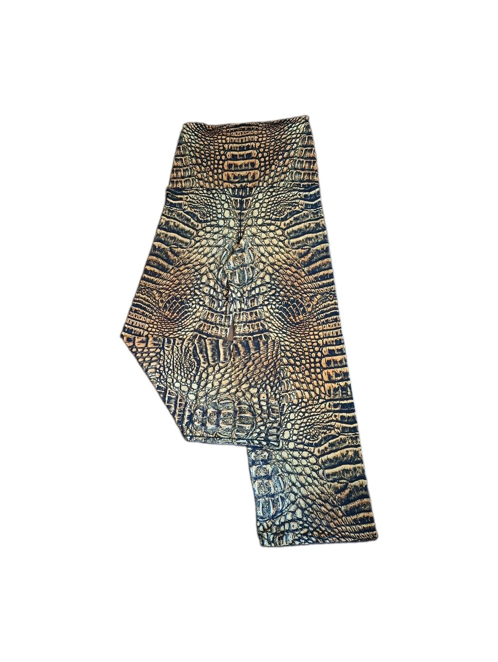 Eva Varro Gator Crocodile Print Wide Leg Palazzo Pants Brown Black Women's - L - Picture 4 of 12